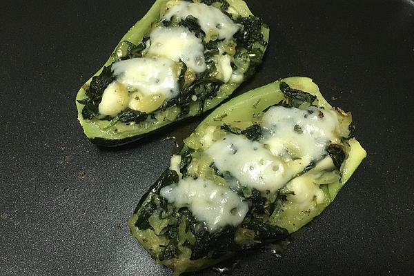 Zucchini with Goat Cheese and Spinach Filling