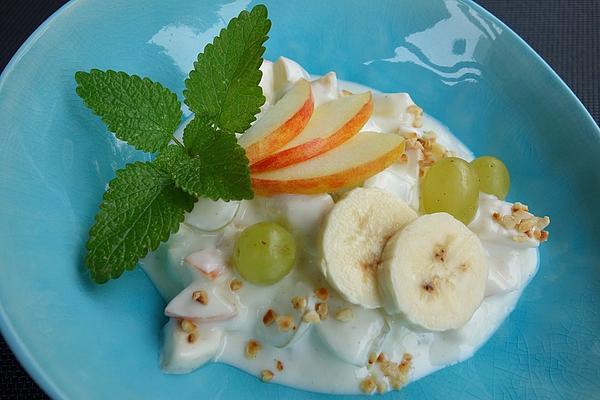 1- Fruit Salad with Hazelnuts with Lime – Yoghurt – Dressing