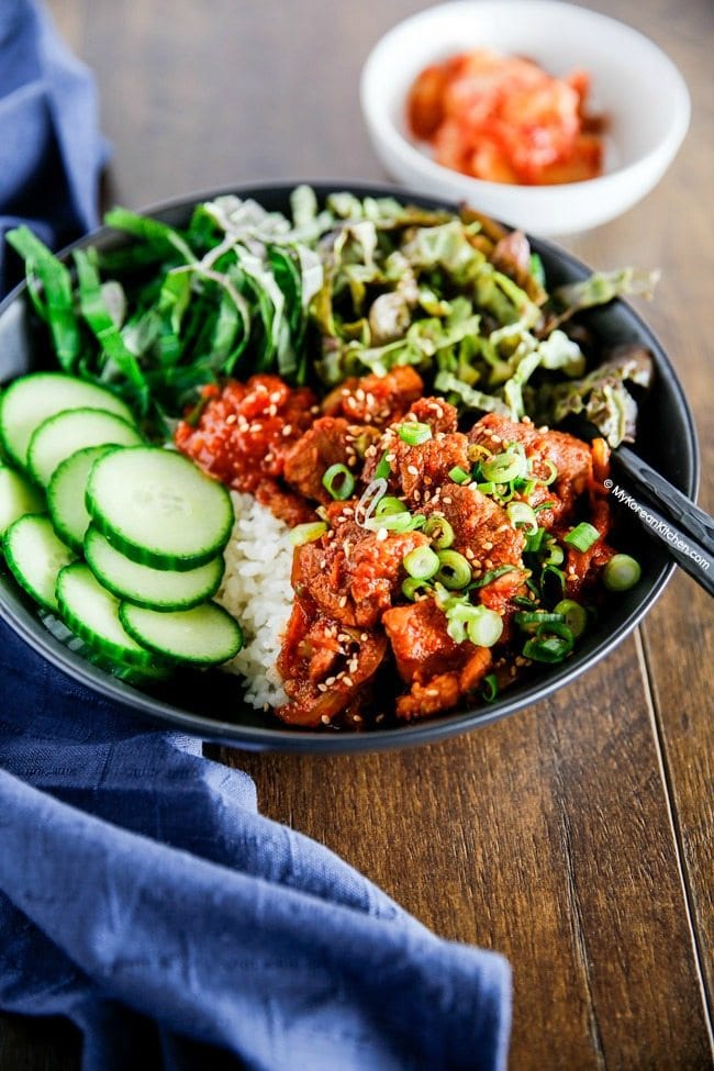 Smoked Pork and Cucumber Vegetables with Rice