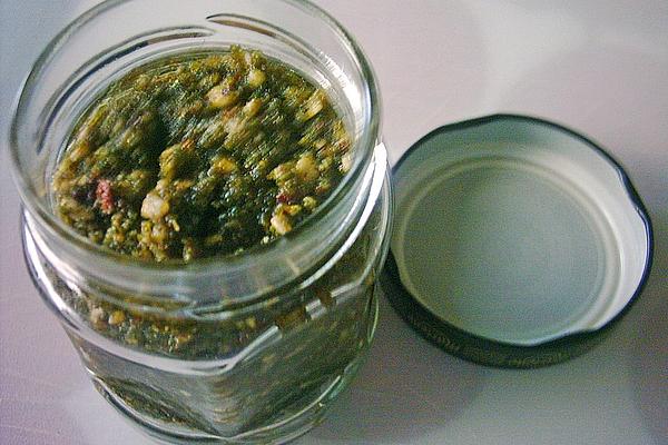 Almond Pesto with Hot Peppers and Sunflower Seeds