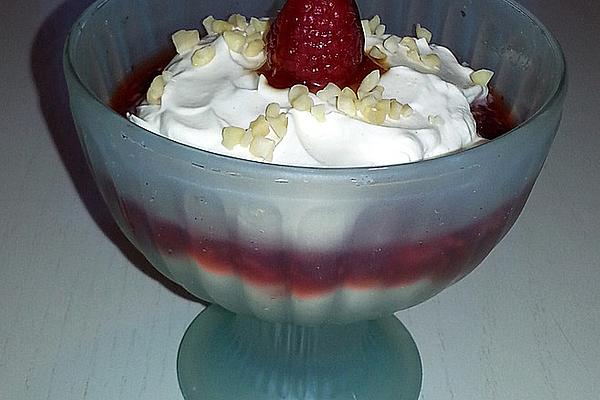 Amaretto Cream with Raspberry Puree