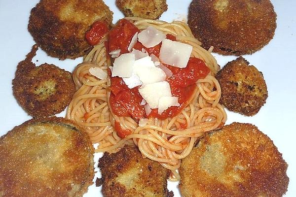 Angis Zucchini Eggplant Piccata with Tomato Spaghetti