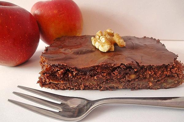 Apple-chocolate Cake with Walnuts from Tray