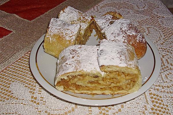 Apple Strudel Made from Yeast Dough