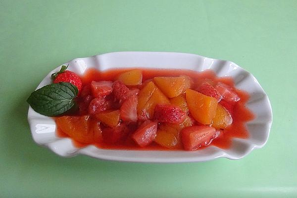 Apricot Compote with Fresh Strawberries
