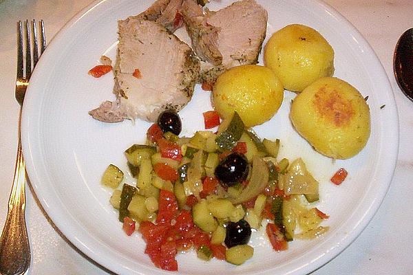 Aromatic Roast Pork with Mediterranean Vegetables