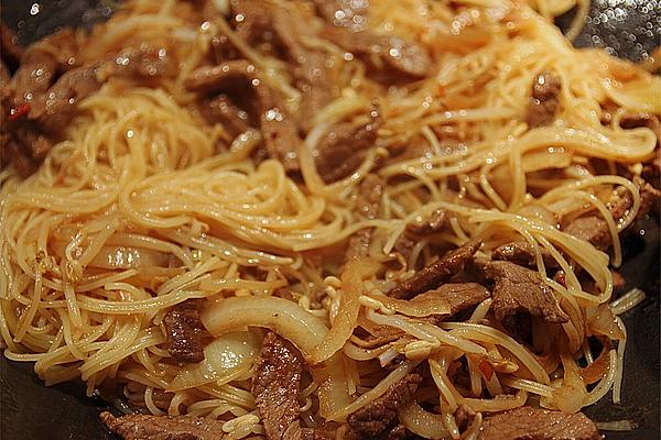 Asian Beef Strips with Spaghettini