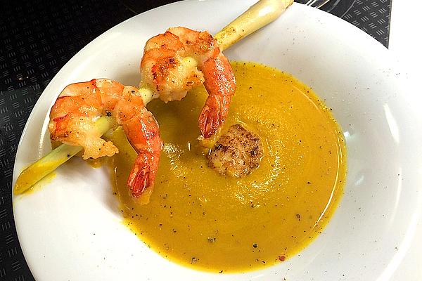 Asian Pumpkin Curry Soup with Prawns