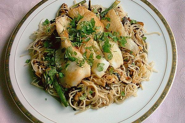 Asian Rice Noodles with Hake
