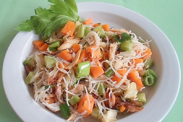 Asian Rice Noodles with Marinated Turkey