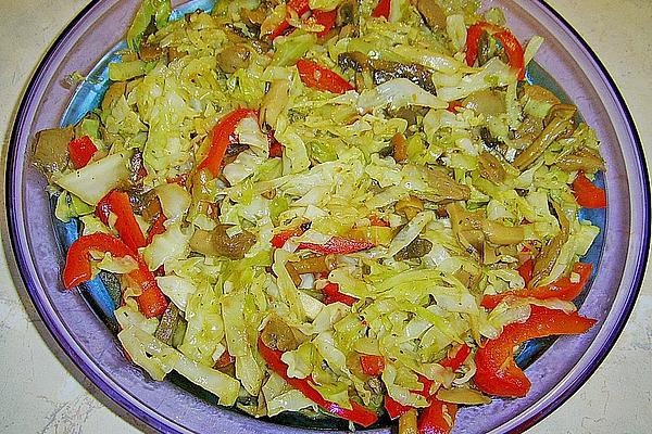 Asian White Cabbage Salad with Shiitake Mushrooms