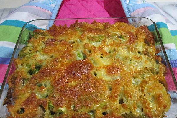 Asparagus and Pasta Bake with Meat Loaf