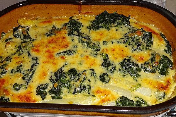 Asparagus and Spinach Baked with Cheese