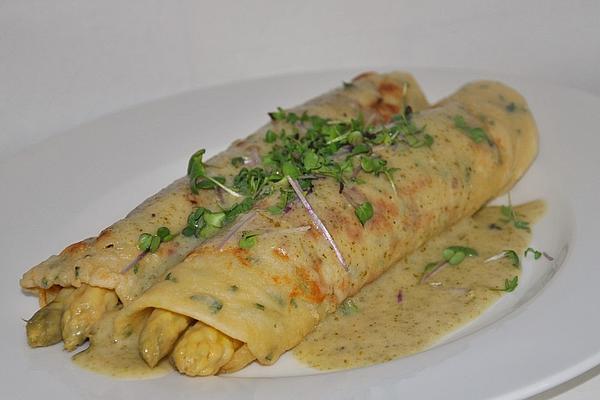 Asparagus Crepes with Cress Sauce