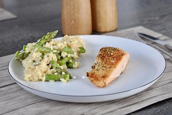 Asparagus Risotto with Green and White Asparagus