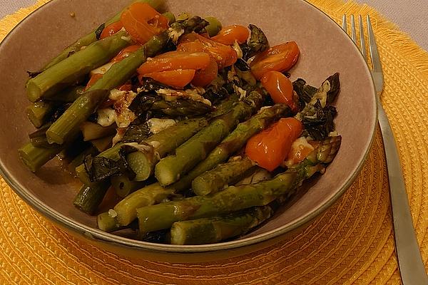 Asparagus with Cherry Tomatoes and Wild Garlic from Oven