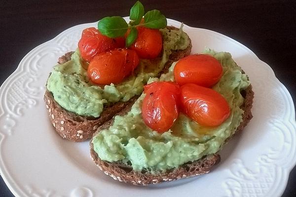 Avocado Bean Toast with Braised Tomatoes