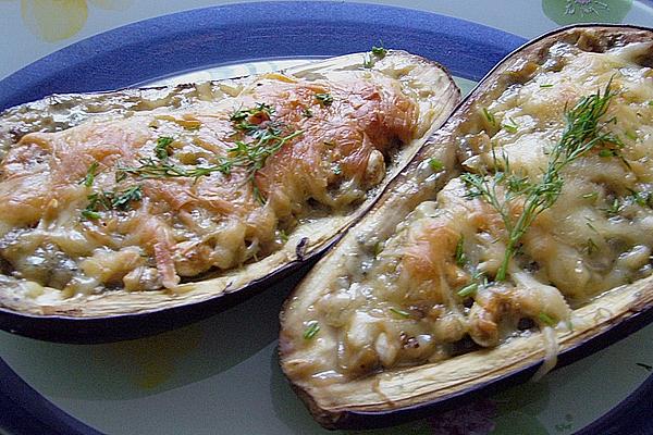 Baked Aubergine with Blue Cheese and Cashew Nuts