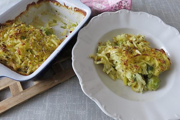 Baked Brussels Sprouts with Potato Crust