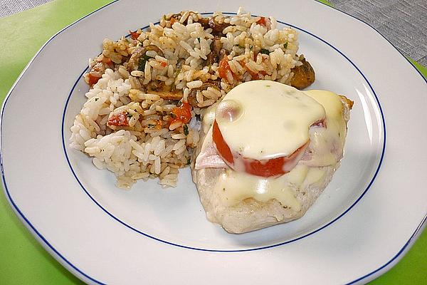 Baked Chicken Breast with Tomato and Vegetable Rice