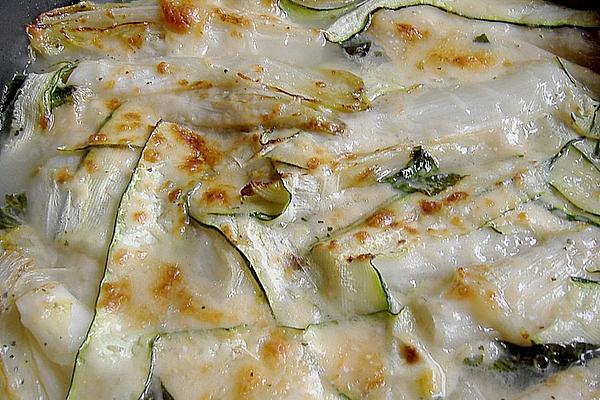 Baked Chicory, Zucchini and Spinach Leaves