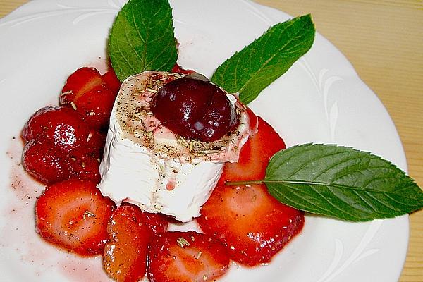 Baked Goat Cheese on Strawberry Salad