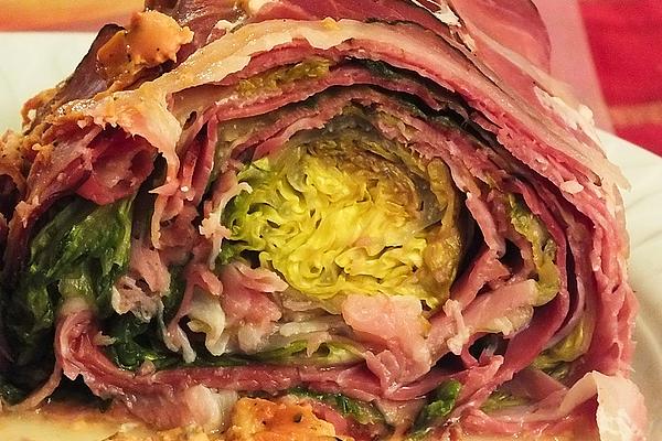 Baked Lettuce Hearts Rolled Up in Ham