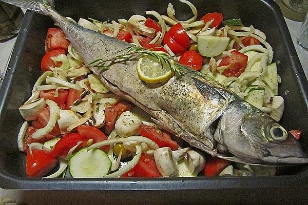 Baked Mackerel with Oven-baked Vegetables