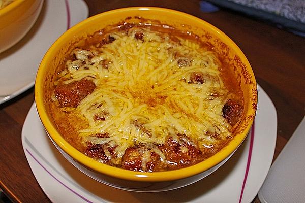 Baked Onion Soup with Croutons
