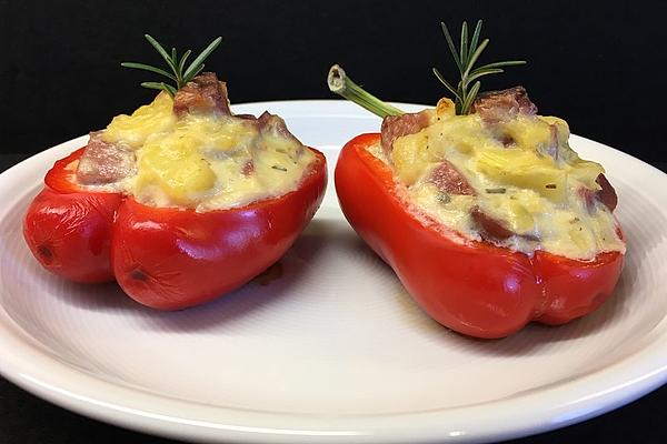 Baked Peppers with Cabanossi Filling