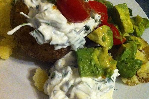 Baked Potatoes with Herb Quark and Avocado