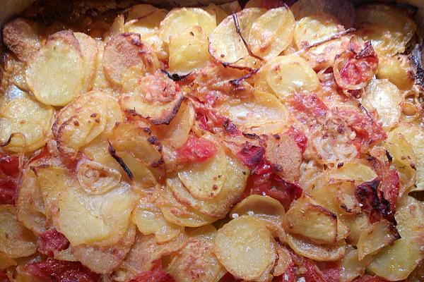 Baked Potatoes with Onions and Tomatoes, Apulian Style