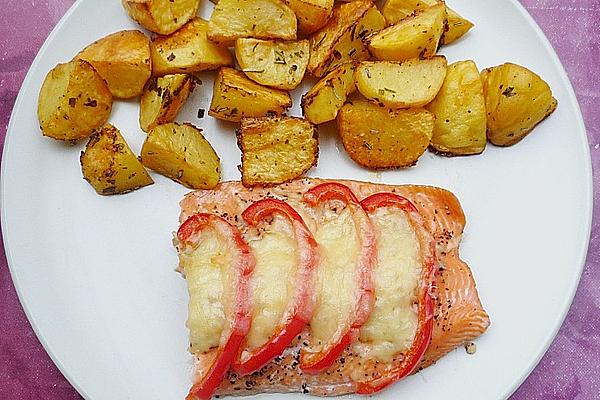 Baked Salmon Trout Fillet with Baked Potatoes