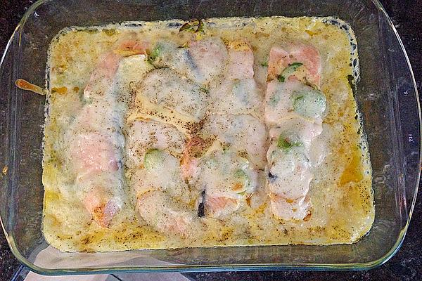 Baked Salmon with Pieces Of Leek