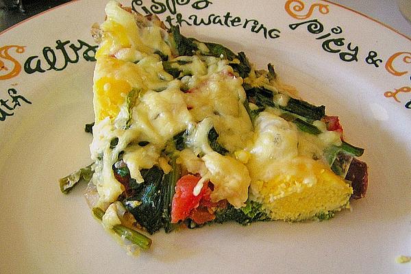 Baked Spinach Frittata with Feta Cheese and Tomatoes