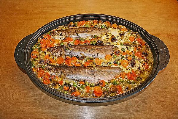 Baked Trout on Cream – Vegetables