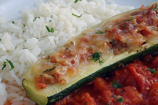 Baked Zucchini with Mozzarella on Rice