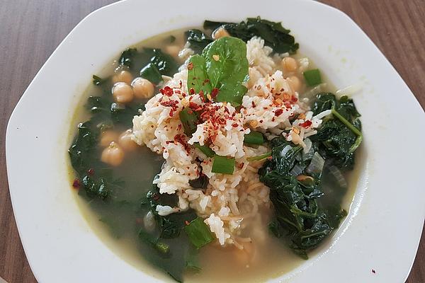 Basmati Rice with Spinach Soup from Jordan