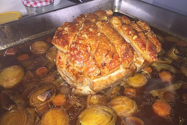 Bavarian Roast Pork with Crust and Beer Sauce