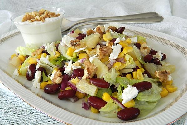 Bean and Corn Salad with Feta and Pineapple