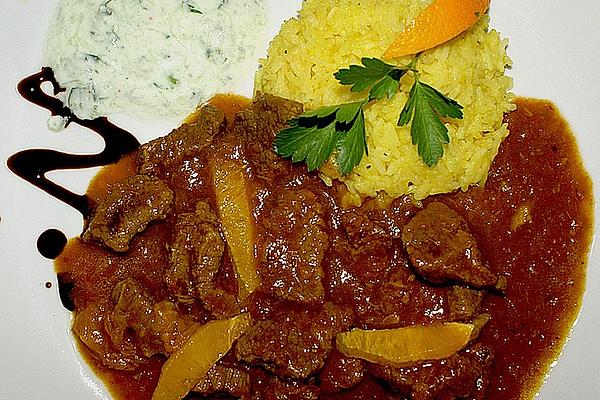 Beef Curry with Orange and Yogurt Dip