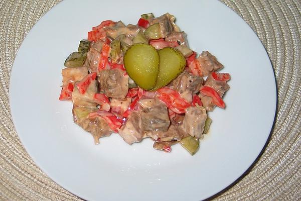Beef Salad with Tomato Peppers and Pickles
