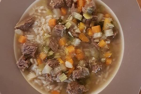 Beef Soup with Rice and Vegetables