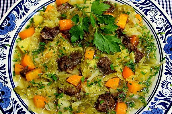 Beef Soup with Savoy Cabbage and Potatoes