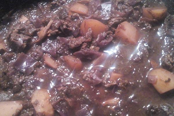 Beef Stew with Red Cabbage, Prunes and Chocolate