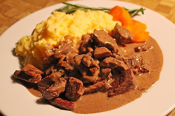 Beef Strips with Rosemary-balsamic-cream Sauce
