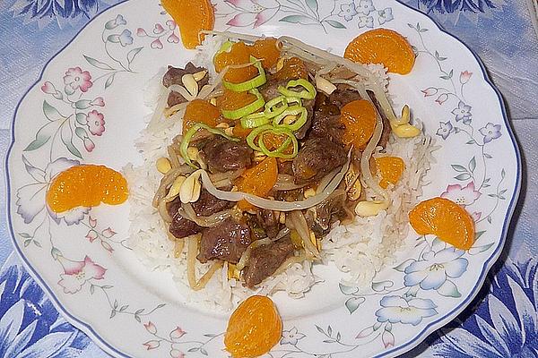Beef with Soybean Sprouts and Soy Tangerine Sauce