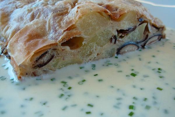 Beetle Bean Strudel with Dill Sauce
