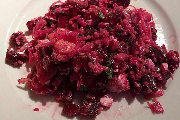 Beetroot and Apple Salad with Bulgur, Feta and Mint