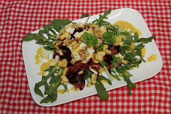 Beetroot, Apple and Walnut Salad with Feta Cheese and Lamb`s Lettuce